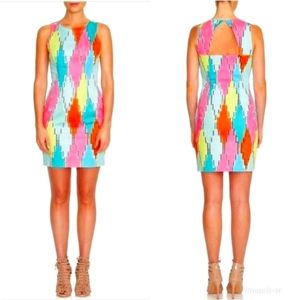Cece Neon Geometric Print Dress. Size 4